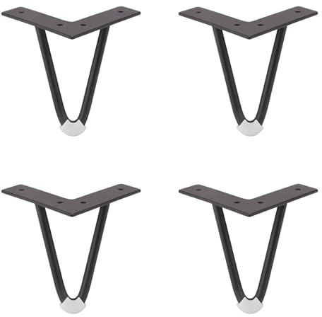 CHUIFAI 4 Stück 15cm Hairpin Legs Schwarz, Metall Möbelfüße Haarnadel Tischbeine, DIY Möbelbeine Hairpin Tischbeine Möbelfüsse für Schrank, Hocker, Nachttisch, Sofa Füße, Tischfüß