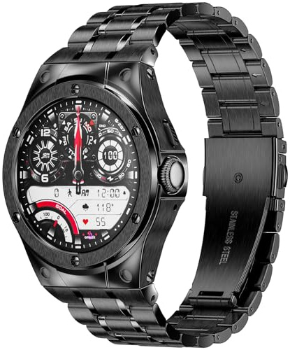 SUPLINK Edelstahl Armband Kompatibel mit Google Pixel Watch 3/2/ 1 Armband Herren, Metall Ersatzbänder für Google Pixel Watch 41mm 45mm(Schwarz)