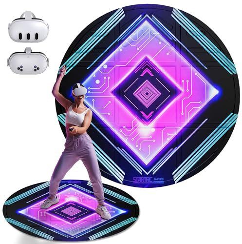 Faltbare VR Matte für Meta Quest 3S/Quest 3, rutschfeste und Bequeme Matte, runde Bodenmatte, Virtual Reality Zubehör für Oculus Quest 3S/3/2/Pro/PSVR2/Apple Vision Pro, HTC Vive und mehr (Lila)