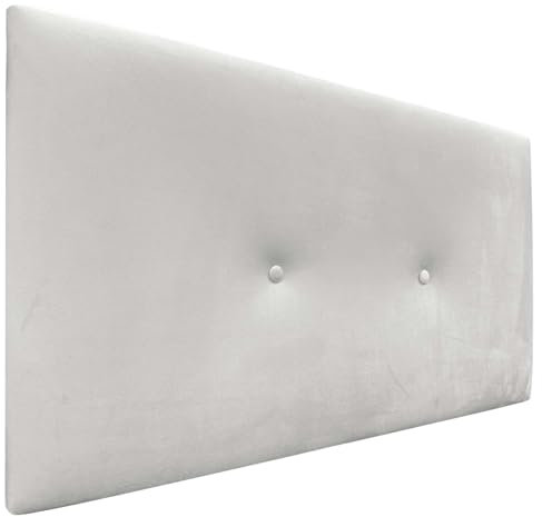 DHOME Kopfteil aus glattem Samt mit Knöpfen, hohe Qualität, modernes gepolstertes Kopfteil, Luxus-Bett, gepolstertes Schlafzimmer (Weiß, 90cm)