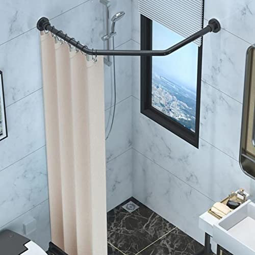 Gebogene, ausziehbare Duschvorhangstange in L-Form, zur Wandmontage, verstellbares Gestell aus Edelstahl in Rautenform (Größe: 85 bis 105 x 85 bis 105 cm)