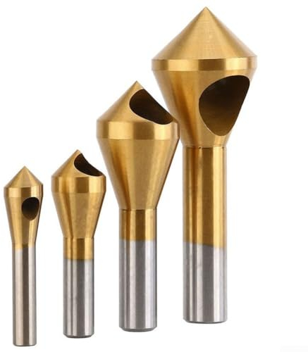 4 x Hochgeschwindigkeitsstahl-Senker-Entgratungsbohrer beschichtet für Holz und Aluminium