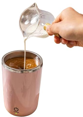Self Stirring Mug, Electric Automatic Stirring Coffee Cup with 304 Stainless Steel, Rechargeable Travel Mug for Hot/Cold Drinks, Perfect for Coffee, Tea, Hot Chocolate, Office & Home Use(pink)