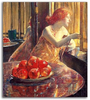 Childe Hasam, berühmte Wandkunst, Ölgemälde-Reproduktionen, „Reflexionen“, Impressionismus-Leinwanddruck, kunst-Wanddekoration für Wohnzimmer 60 x 72 cm, rahmenlos