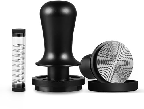 MHW-3BOMBER Astra 54mm Tamper, 30lbs Konstantes Druck Kaffee Tamper mit akustischem Feedback für Barista, 15lbs Federunterstützung, passt für 53.3mm/53.5mm/54mm Siebträger Schwarz,Modell: T7017-OS