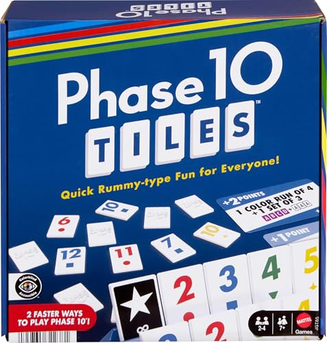Mattel Games Phase 10 Spielsteine, schnelles Familien-Rummy-Spiel mit 32 Karten, einzigartige Phasen und zwei Spielmöglichkeiten, für 2-4 Spieler