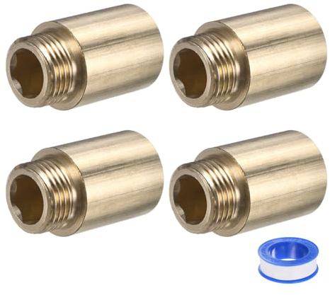 M METERXITY 1-Set Shower Head Extension Arm, Brass G1/2 Male to Female Extension Pipe Fitting Adapter with PTFE Thread Seal Tape for Shower/Faucet, Pipe Plumbing Coupler 1.57/40mm 5pcs