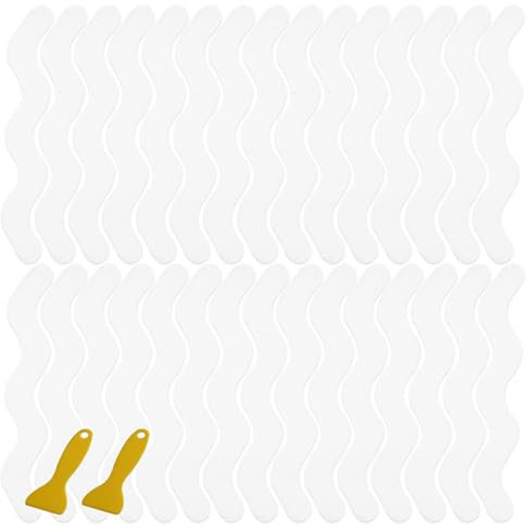 30 Pezzi Adesivi antiscivolo, Trasparenti Adesivi per Vasca Strisce Antiscivolo Decalcomania Antiscivolo Adesivi Sicurezza Vasca con Raschietto per Doccia Vasca da Bagno Doccia Scale 1.5*18cm