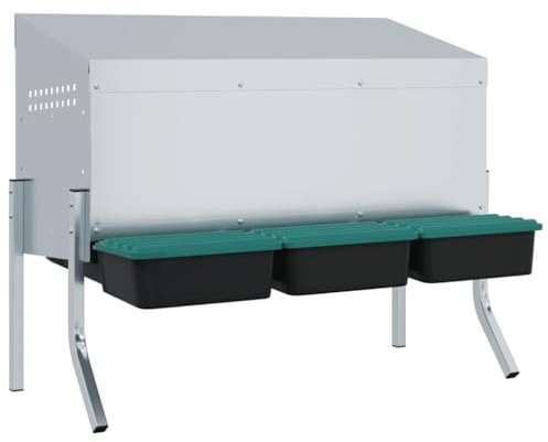 vidaXL Hühner-Nistkasten 3 Fächer mit Beinen Verzinkter Stahl