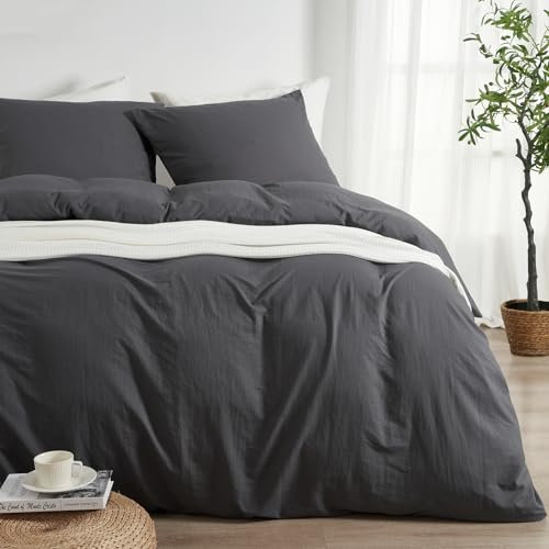 Duvetnova Bettwäsche 135x200 Grau Einfarbig 4teilig Superweiche Vorgewaschene Mikrofaser Baumwollähnlich ÖKO-TEX 2 Bettbezüge 135 x 200+2 Kissenbezüge 80x80-alle mit Reißverschluss Bettwäsche
