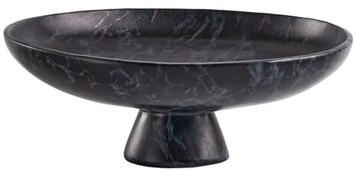 DN DECONATION Dekorative Schale aus schwarzem Kunstharz für Heimdekoration, 28,4 cm großer Standfuß, Küche, Obstschale/Schlüsselhalter/Potpourri für Eingangstisch, Couchtisch, Esszimmer