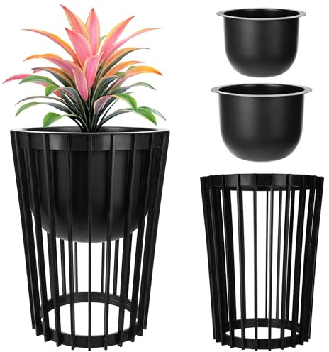 KADAX Blumentopfständer Aytre, Blumenständer aus Kunststoff, Pflanzenständer, Pflanzentisch, Blumentisch, Blumenhocker, Pflanzenhocker (Schwarz, 53.5cm)