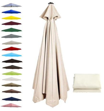 Ombrellone di ricambio per ombrellone da 3 m, 8 stecche, impermeabile, per giardino, spiaggia e uso esterno, colore bianco