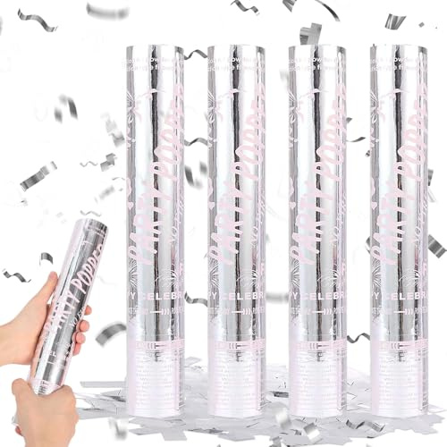Mineup 4*Party Popper, 30 Cm Konfettikanonen Gold, Konfetti Kanone, 5-8m Effekthöhe, Einfach & Sicher Zu Bedienen, Konfetti Shooter, Confetti Kanone Für Geburtstage, Hochzeiten, Karneval, Party