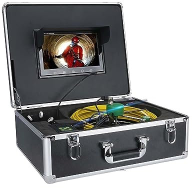 Telecamera Endoscopica, Videocamera di ispezione del tubo da 9 '' Supporto for endoscopio industriale conduttura fognaria di scarico 360 rotazione HD 800 TVL(30M)