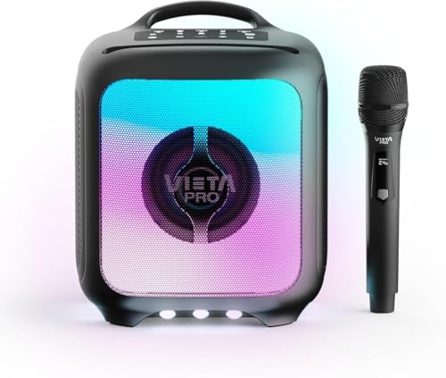 Vieta Pro Party 55 Altavoz Bluetooth Potente 100W con Karaoke, Micrófono Inalámbrico y Luces RGB. Speaker Portátil Grande TWS, Batería 9 h y Puertos USB-C y Micro SD