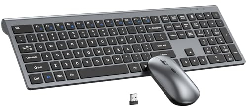 Wireless Keyboard and Mouse Combo, Full Size Keyboard and Mouse, Long Battery Life, Optical Mouse, 2.4G Lag-Free Cordless Mice Keyboard Set Ultra Slim Design for Computer, Laptop, PC, Mac, Windows
