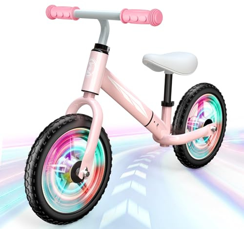 Dromlag Bébé Draisienne Enfant 2 5 Ans - Vélo sans Pédales Évolutif avec Roues LED, Réglage Rapide Siège et Guidon - Cadeau Enfant - 50kg Capacité - Design Antidérapant et Sécuritaire - Rose