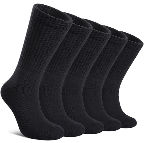 DYW Merino Wool Hiking Socks for Women Men Thermal Warm Winter Boot Crew Cushion Work Ladies Socks Black,Medium