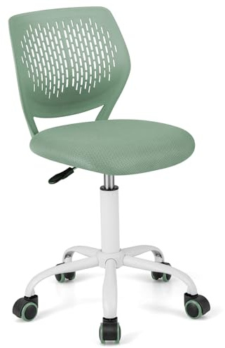 COSTWAY Kids Desk Chair, Height Adjustable Swivel Computer Chair with PU Casters & Gas Lift, Ergonomic Mesh Task Study Chairs for Boys Girls (Light Green)