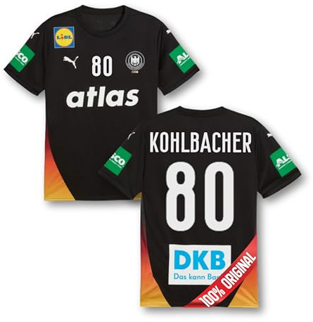 PUMA Original DHB Handball Trikot Herren [Away Euro 2026] Offizielles Handball Trikot [Kohlbacher 80] Sportbekleidung Sport Tshirts Herren Shirt Männer I Gr. XL