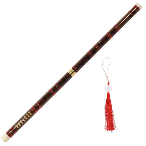 Kisangel Flauta para Principiantes de Bambú Ligera Timbre Excepcional y Nudo Chino, Instrumento Tradicional Marrón Adecuado para Entusiastas y Adultos