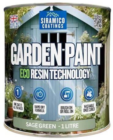 SIRAMICO COATINGS Garden Paint – 1 Litre - Eco Resin Premium One Coat Garden Paint for Garden Furniture (Sage Green)