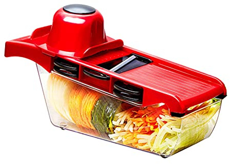 GLOGLOW 6 in 1 Vegetable Slicer Multifunctional Kitchen Food Chopper Dicer Cutter with 6 Interchangeable Blades for Slicing Shredding Grinding Salad Potato Chips