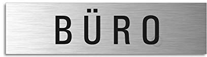 Schild Büro 150x40 mm Alumium gebürstet Edelstahloptik vollflächig selbstklebend