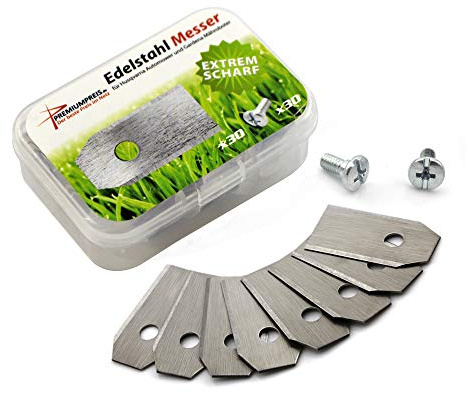 30 Cuchilla Cuchillo de repuesto para robot cortacésped Husqvarna y Gardena (0,75 mm), incluye tornillos, Premiumpreis®