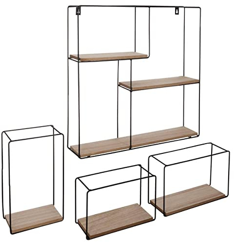 Atmosphera – Set mit 4 Wandregalen – Metall und Holz