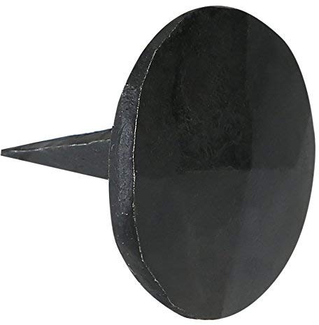 A29 Set of 12 Round Pyramid Decorative Iron Nails, 3/4 X 1 Inch, Natural Black Iron Finish