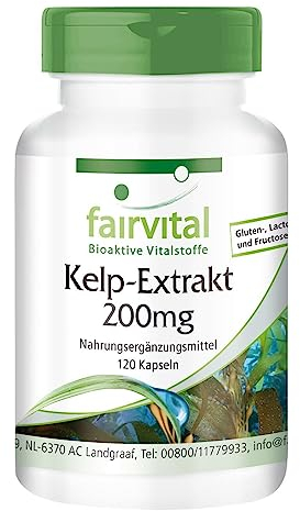 Fairvital | Kelp Extrakt 200mg - HOCHDOSIERT - vegan - 120 Kapseln - 300µg Jod aus Braunalgen
