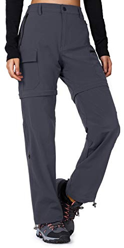 Cycorld Women's-Hiking-Pants-Convertible Quick-Dry-Stretch-Lightweight Zip-Off Outdoor Pants with 5 Deep Pockets (Grey, Small)