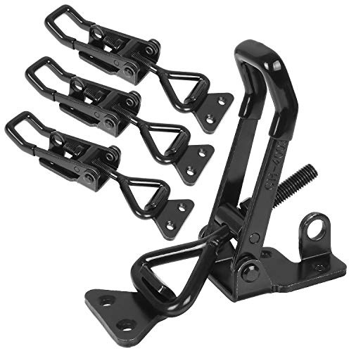 Heavy Duty Toggle Latch Clamp, 4Pcs 660lbs Capacity Adjustable Toggle Clamp, Black Smoker Door Latch, Metal Pull Latch for Machinery, Automobiles, Luggage Lock, Clamping Processing or Assembling