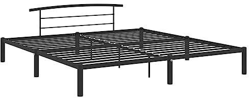 vidaXL Bettgestell Bett Metallbett Schlafzimmerbett Doppelbett Bettrahmen Schlafzimmermöbel Ehebett Lattenrost Schwarz Metall 180x200cm