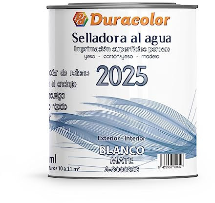 Selladora Al Agua - Color Blanco - 2,5 L - Acabado Mate - Imprimación Superficies Porosas - Sin Olor - Rellena con Precisión - Secado Rápido - Limpieza al Agua - Duracolor