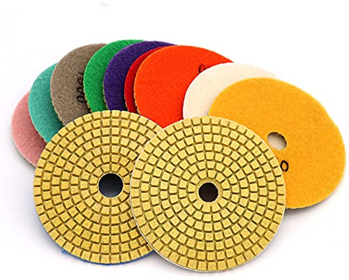 5pcs/Set 3/4 inch Diamond Wet Dry Polishing Pads 80/100mm Sanding Disc Polishing Marble Granite Polisher Diamond Tool,1000 Grit,4 inch