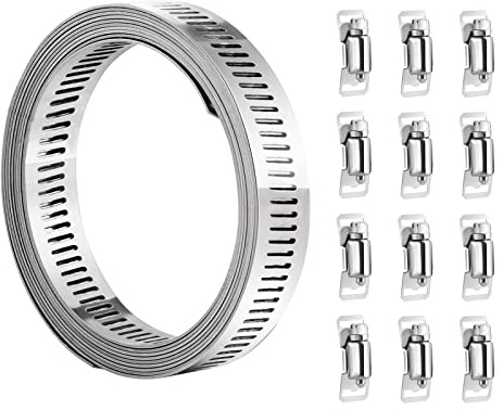 hannger Band Schlauchschellen Kit, 5m Edelstahl große Rohrschelle Riemenschellen & 12PCS verstellbare Schraube Befestigungen, Deal für Tank | Haus Gas Rohr | Wasser Rohr | Automobil-Tubing | Kühler