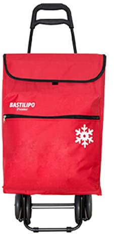 Bastilipo 0944, Carrello della spesa 4 ruote - Julia - rosso vermiglio - 50 litri di capacità - Borsa isotermica