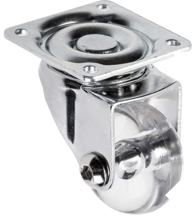 GTV - Möbelrolle BRAZYLIA ohne Feststeller - Lenkrollen für Möbel - Stahl/PC/PU - Durchmesser 35 mm - Schwenkräder 360 Grad - Gesamtlast pro Rolle 30 kg - durchsichtig