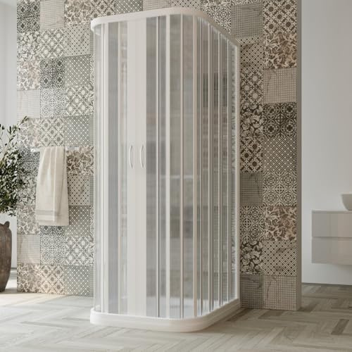 Box doccia a 3 lati in PVC a soffietto 70x100x70 cm H 185 mod. Narciso con apertura centrale