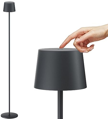 K-Bright Lampada da Terra 3000K LED, Alimentata a Batteria Ricaricabile da 4W, IP54 Impermeabile Senza Fili per Esterni Dimmerabile (Antracite)