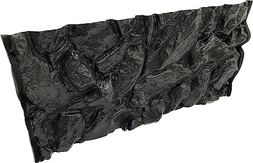 PLASTIKO - Aquarium Hintergrund 3D I Rückwänd 60x30 cm I Leicht zu Montieren und Reinigen I Keine Verklebung Erforderlich I Sicher für Tiere I Schwarz mit einem Muster aus Hohen Steinen