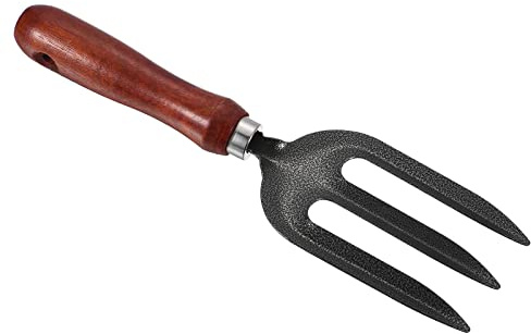 PATIKIL Fourche de jardinage à main à 3 dents en acier au carbone renforcé épais pour jardinage, désherbage et plantation de ferme, gris 27 cm