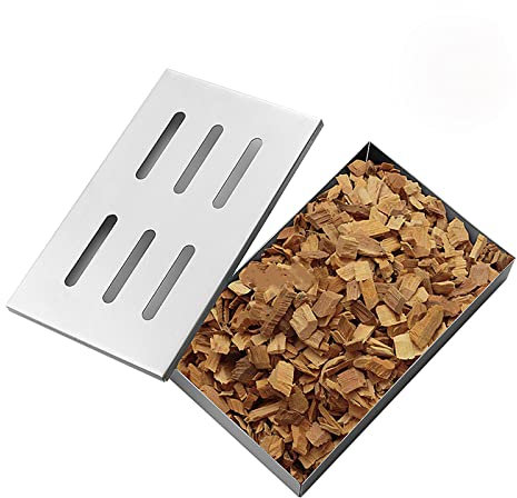 Affumicatore BBQ, Scatola Affumicatrice per Barbecue, Affumicatore in Acciaio Inox Smoker Box Accessori, Adatto per Barbecue a Gas e Barbecue a Carbonella