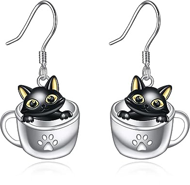 Animal Drop Earrings 925 Sterling Silver Koala/Panda/Cat/Owl/Sloth/Dog Teacup Dangle Earrings for Women Teen Girls Cute Animal Jewellery Gift