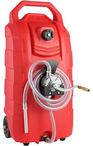 VEVOR Bidon d'Essence sur Roues 16 gal 60 L Réservoir Carburant Portable 7,8 L/min avec Pompe Manuelle, Transfert Carburant pour Essence, Diesel, Huile, Machine, Tondeuse, Voiture, Tracteur, Bateau
