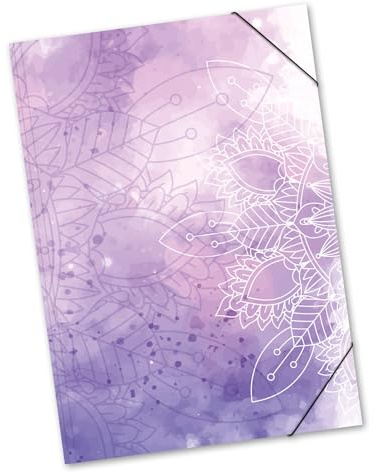 itenga große Zeichenmappe mit Motiv DIN A2 aus KARTON - Gummizugmappe Sammelmappe - Motivauswahl für Jugendliche Schüler Erwachsene (Mandala Wasserfarben)