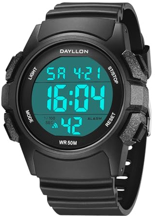 Dayllon Uhr für Männer Digitale Sportuhren Wasserdicht Militär Multifunktions Chronograph Stoppuhr Armbanduhr mit LED Hintergrundbeleuchtung/Alarm/Datum (Schwarz)